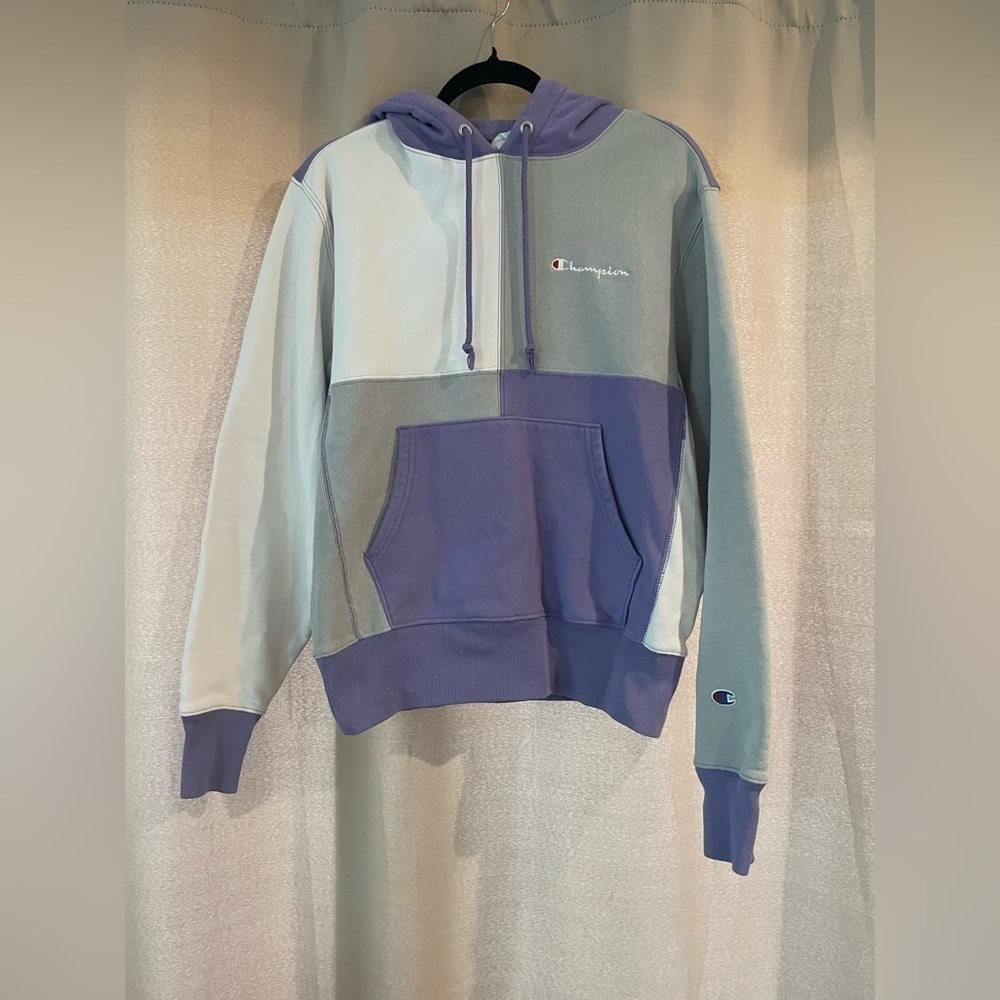 Color Block Purple/White/Gray Champion Hoodie
